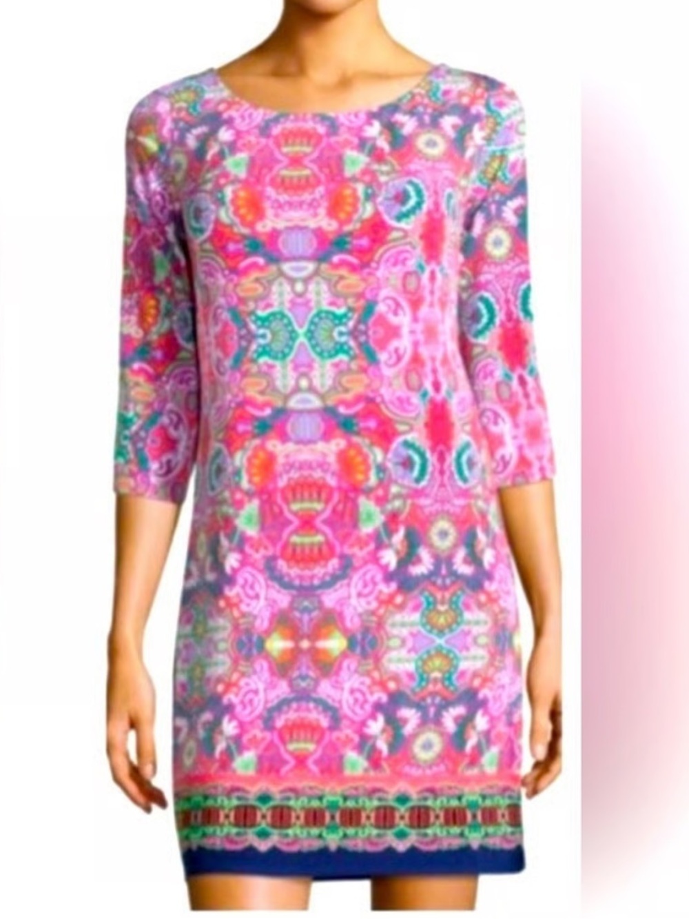 Laundry by Shelly Segal hot pink and multi colored paisley w/sleeves, lined!